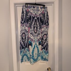 Women's Maxi Skirt - Navy & Teal Paisley Print
